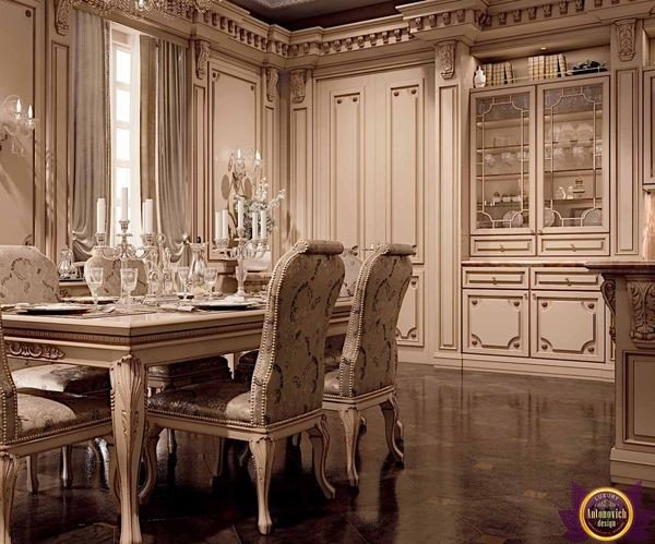 Luxury kitchen with statement chandelier