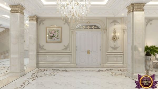 Custom-designed marble floor in a palatial home