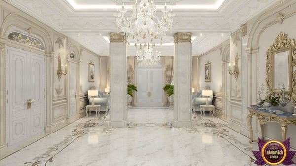 Elegant marble flooring with intricate patterns