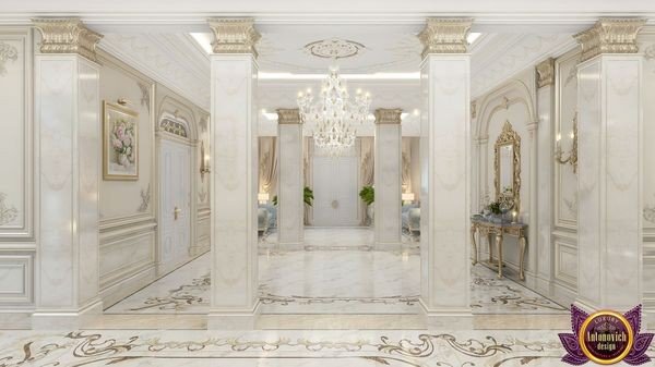 Extravagant marble floor with gold accents