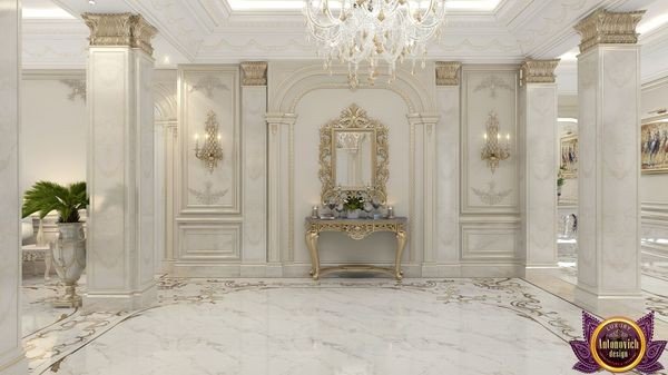 Luxurious marble floor in a grand living room