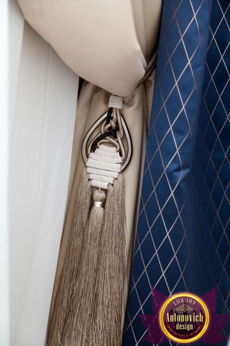 Elegant silk luxury curtains in a modern living room