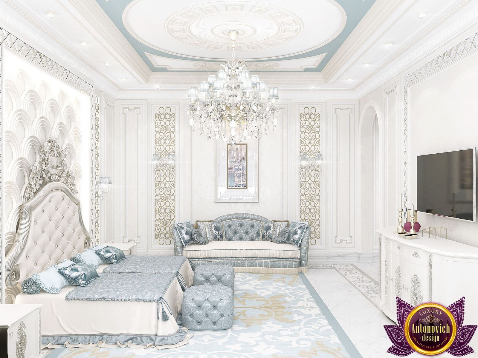 Exquisite bedroom design with a grand canopy bed and stylish accents